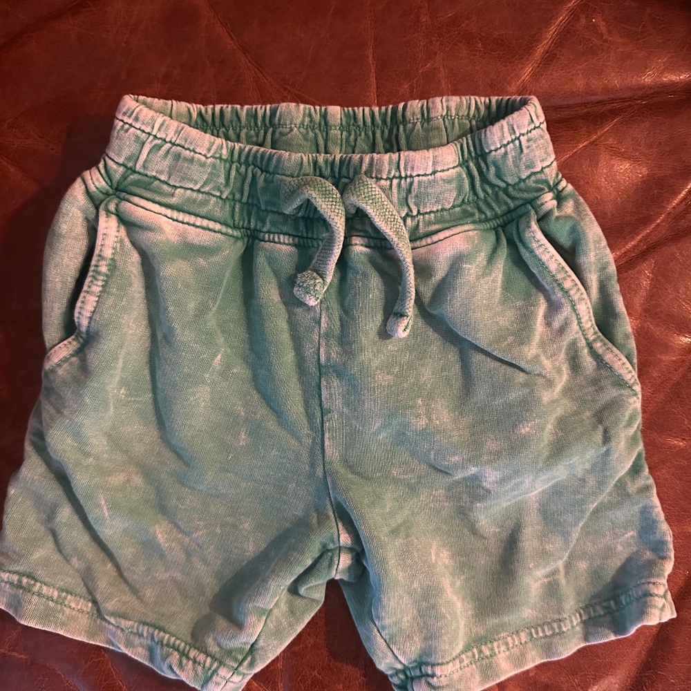 Mish Boys Faded/Acid Washed Green Cotton Drawstring Shorts Size 2